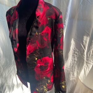 PJK Patterson J. Kincaid Red Floral Blazer